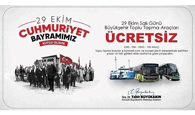 Büyükşehir’den 29 Ekim’de ücretsiz ulaşım