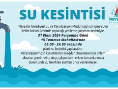 Nevşehir 15 Temmuz Mahallesi’nde Planlı Su Kesintisi